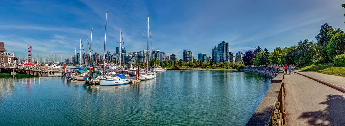Vancouver at night. Downtown Vancouver. Stanley Park.