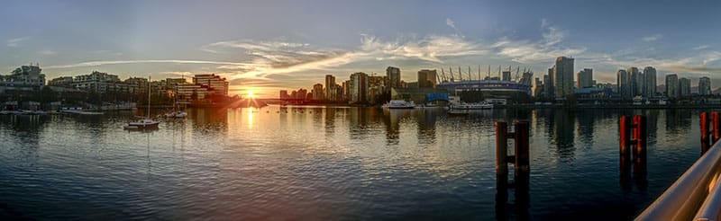 Vancouver at night. Downtown Vancouver. Stanley Park.