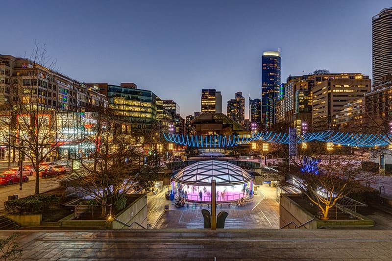 Exploring Vancouver’s Stunning Urban Landscape skating rink at UBC Square